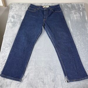 Levis 505 Regular Fit Jeans Mens 36x29 Dark Wash Indigo Denim Distressed